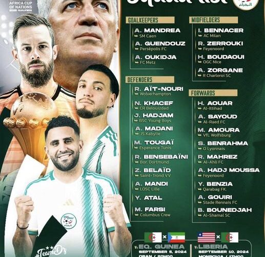 Mahrez returns as Algeria releases squad for AFCON qualifiers