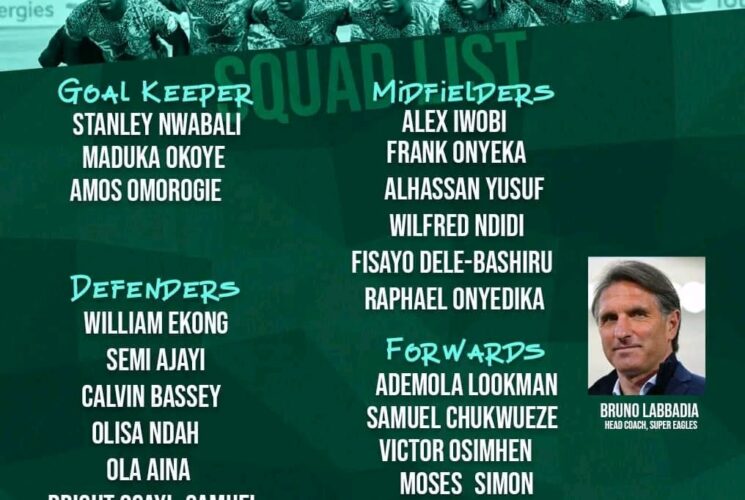 Nigeria names 23-man squad ahead of AFCON qualifiers