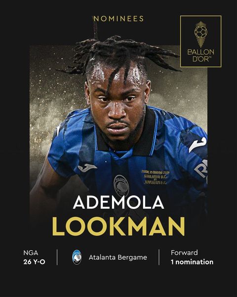 Ademola Lookman makes Ballon d’Or list, only African to be nominated