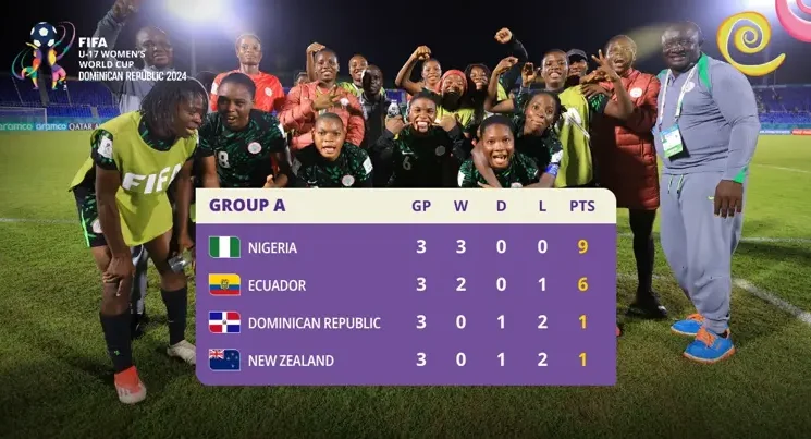 U17 Women’s World Cup: Nigeria defeats hosts nation to top the group, set up USA quarters