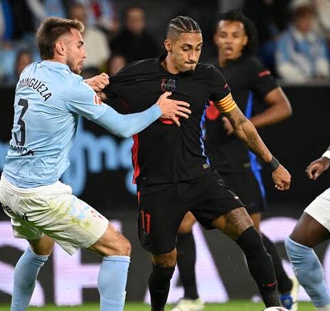 Late drama sees10-man Barca drops points against Celta