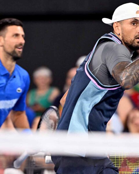 Djokovic, Kyrgios partner to progress in Brisbane’s doubles