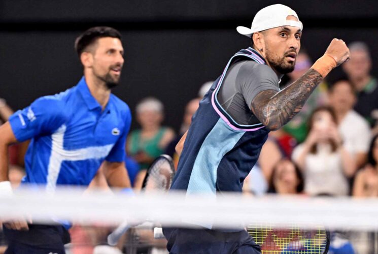 Djokovic, Kyrgios partner to progress in Brisbane’s doubles